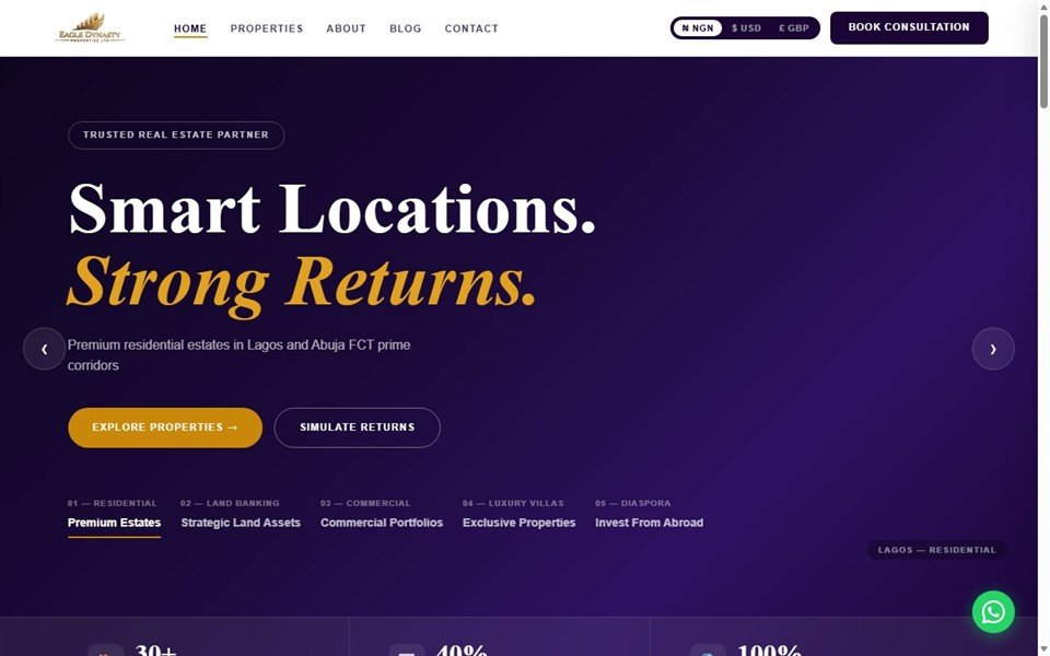 Eagle Dynasty Properties homepage
