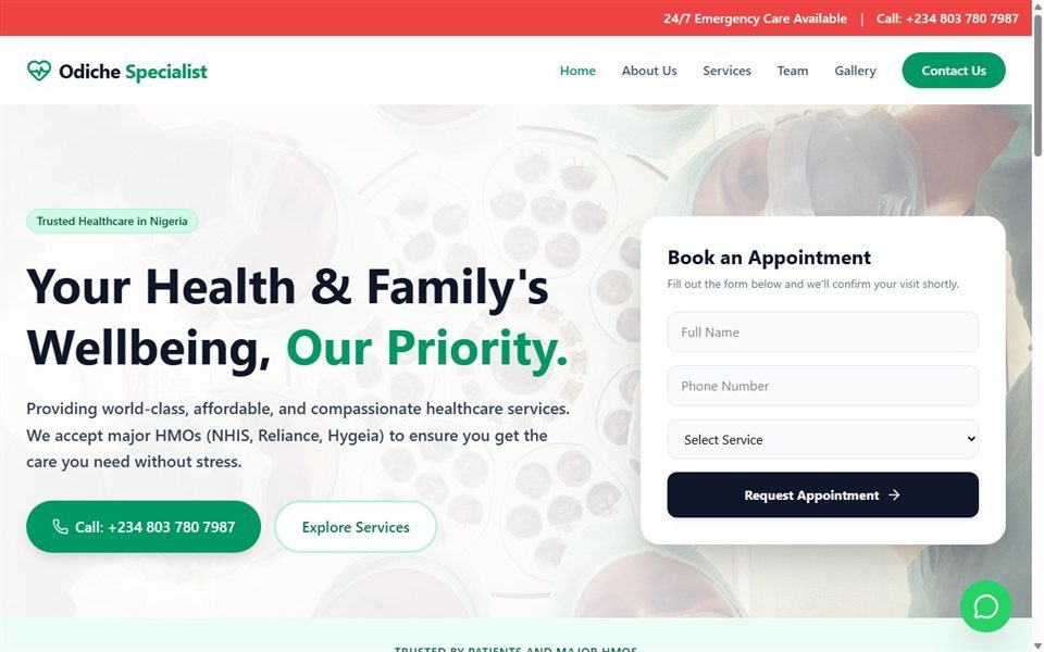 Odiche Specialist Hospital homepage