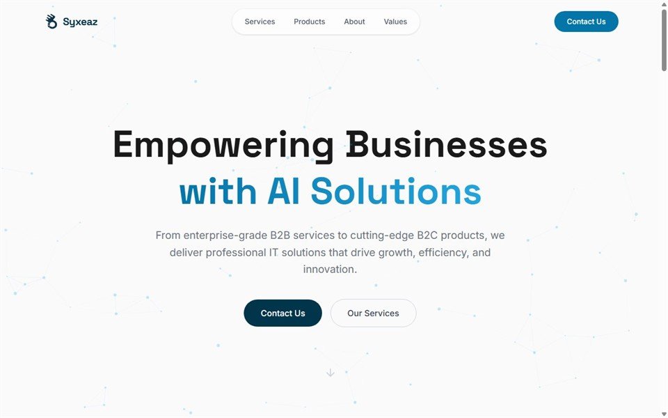 Syxeaz AI solutions homepage
